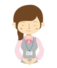 お辞儀をする制服姿の女