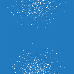 Random falling white dots. Abstract half circles with random falling white dots on blue background. Vector illustration.