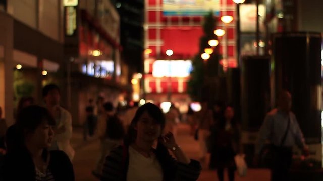 Akihabara street near atre bldg night ver time lapse shallow focus