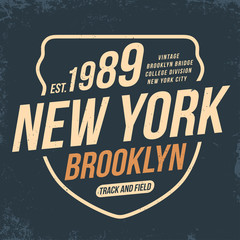 New York, athletic sport typography for t shirt print. Varsity style. T-shirt graphics