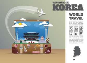 South Korea Landmark Global Travel And Journey Infographic luggage.3D Design Vector Template.vector/illustration. can be used for your business, advertisement or artwork