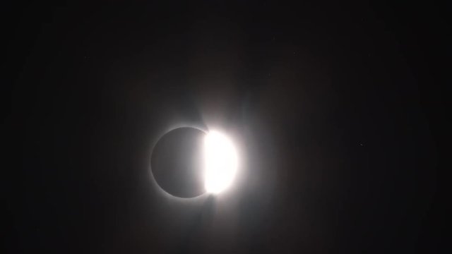 Real time scenic of the total solar eclipse near totality from the August 21, 2017 event in Oregon.