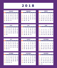 violet business american calendar for wall year 2018