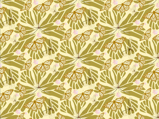 batterfly gold patterns seamless