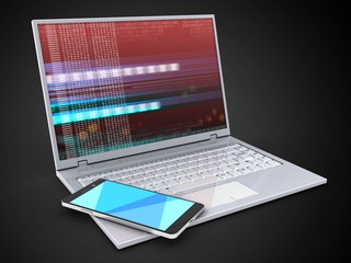 3d laptop and smartphone
