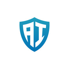 Initial letter AI, shield logo, modern blue color	
 
