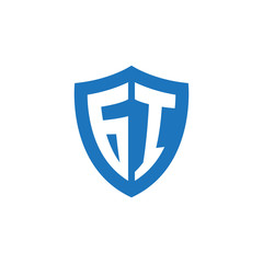 Initial letter GI, shield logo, modern blue color