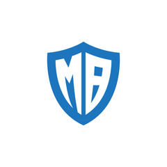Initial letter MB, shield logo, modern blue color