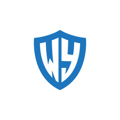 Initial letter WY, shield logo, modern blue color