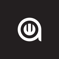 Initial lowercase letter logo aw, wa, w inside a, monogram rounded shape, white color on black background

 - obrazy, fototapety, plakaty