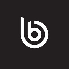 Initial lowercase letter logo bb, b inside b, monogram rounded shape, white color on black background