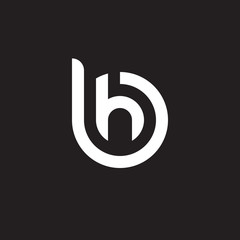Initial lowercase letter logo bh, hb, h inside b, monogram rounded shape, white color on black background