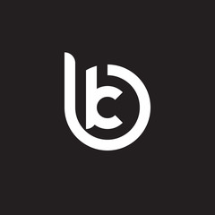 Initial lowercase letter logo bk, kb, k inside b, monogram rounded shape, white color on black background