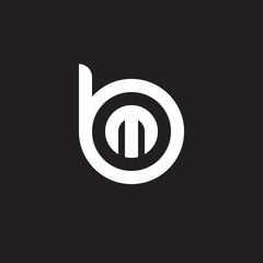 Initial lowercase letter logo bm, mb, m inside b, monogram rounded shape, white color on black background