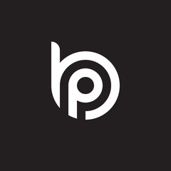 Initial lowercase letter logo bp, pb, p inside b, monogram rounded shape, white color on black background