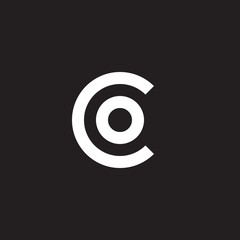 Initial lowercase letter logo co, oc, o inside c, monogram rounded shape, white color on black background