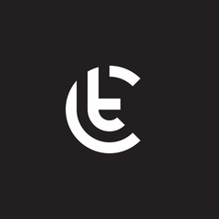 Initial lowercase letter logo ct, tc, t inside c, monogram rounded shape, white color on black background