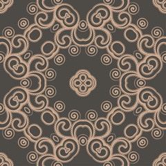 Abstract seamless pattern with curling elements. Vector Illustration.