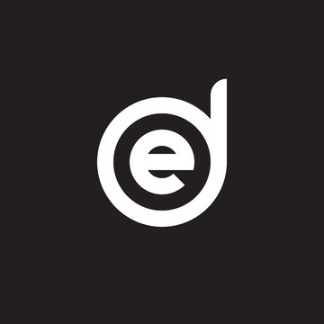 Initial lowercase letter logo de, ed, e inside d, monogram rounded shape, white color on black background
