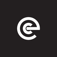 Initial lowercase letter logo ec, ce, c inside e, monogram rounded shape, white color on black background - obrazy, fototapety, plakaty
