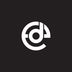 Initial lowercase letter logo ed, de, d inside e, monogram rounded shape, white color on black background