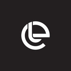 Initial lowercase letter logo el, le, l inside e, monogram rounded shape, white color on black background - obrazy, fototapety, plakaty