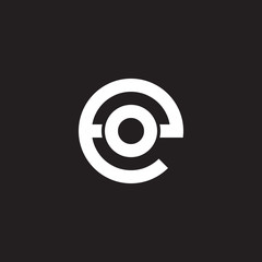 Initial lowercase letter logo eo, oe, o inside e, monogram rounded shape, white color on black background