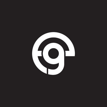 Initial lowercase letter logo eg, ge, g inside e, monogram rounded shape, white color on black background