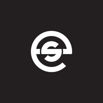 Initial lowercase letter logo es, se, s inside e, monogram rounded shape, white color on black background