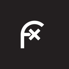 Obraz premium Initial lowercase letter logo fx, xf, x inside f, monogram rounded shape, white color on black background