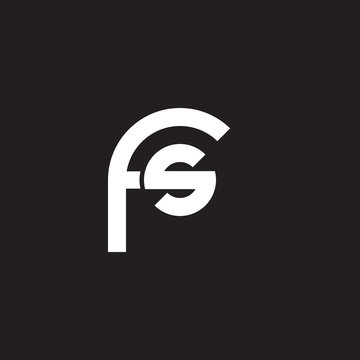 Initial lowercase letter logo fs, sf, s inside f, monogram rounded shape, white color on black background