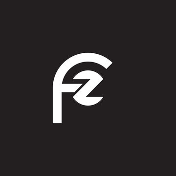 Initial lowercase letter logo fz, zf, z inside f, monogram rounded shape, white color on black background