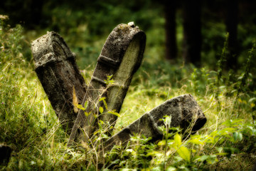 Old abandoned Jewish cemetery. (Blurred effect Illustration)