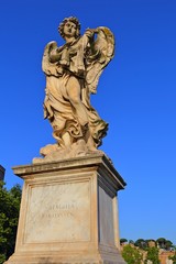 Fototapeta premium angel statue of the Ancient bridge in front of Castel Sant Angelo, Rome - Italy