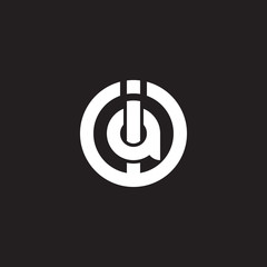 Initial lowercase letter logo ia, ai, monogram rounded shape, white color on black background