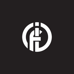 Initial lowercase letter logo if, fi, monogram rounded shape, white color on black background