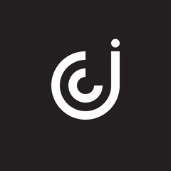 Initial lowercase letter logo jc, cj, c inside j, monogram rounded shape, white color on black background