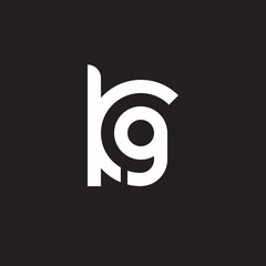Initial lowercase letter logo kg, gk, g inside k, monogram rounded shape, white color on black background