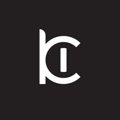 Initial lowercase letter logo ki, ik, i inside k, monogram rounded shape, white color on black background