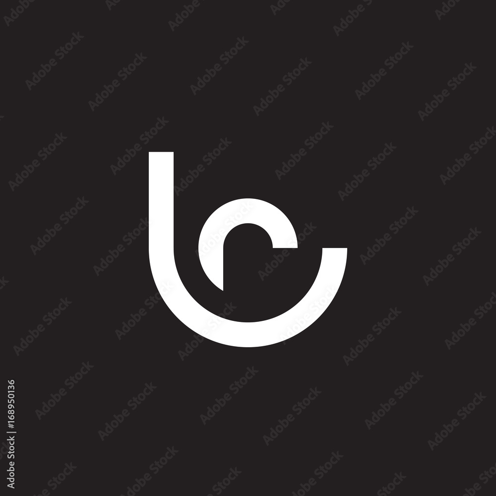 Wall mural Initial lowercase letter logo lr, rl, r inside l, monogram rounded shape, white color on black background

