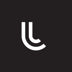 Initial lowercase letter logo ll, l inside l, monogram rounded shape, white color on black background

