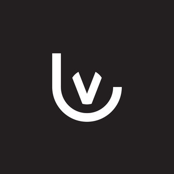 Initial lowercase letter logo , , vl, v inside l, monogram rounded shape, white color on black background