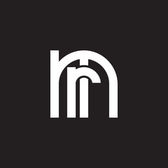 Initial lowercase letter logo mr, rm, r inside m, monogram rounded shape, white color on black background