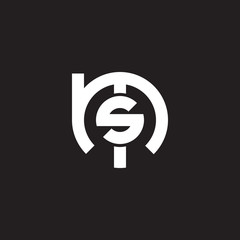 Initial lowercase letter logo ms, sm, s inside m, monogram rounded shape, white color on black background