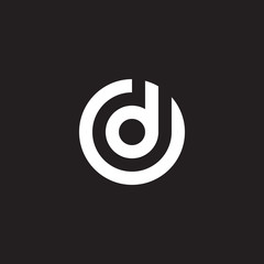 Initial lowercase letter logo od, do, d inside o, monogram rounded shape, white color on black background - obrazy, fototapety, plakaty