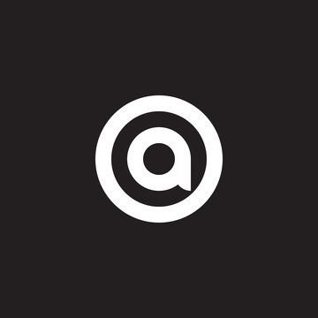 Initial lowercase letter logo oa, ao, a inside o, monogram rounded shape, white color on black background