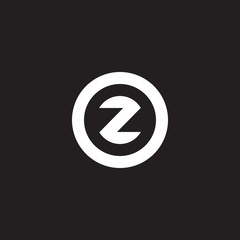 Initial lowercase letter logo oz, zo, z inside o, monogram rounded shape, white color on black background