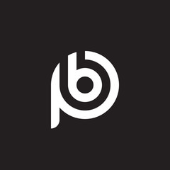 Initial lowercase letter logo pb, bp, b, inside p, monogram rounded shape, white color on black background