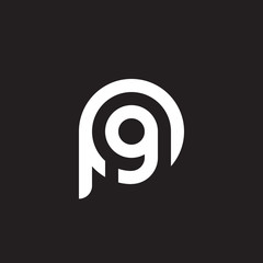 Initial lowercase letter logo pg, gp, g inside p, monogram rounded shape, white color on black background