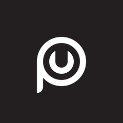 Initial lowercase letter logo pu, up, u inside p, monogram rounded shape, white color on black background